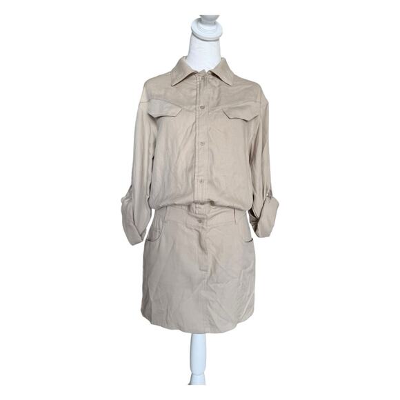 Federica Tosi Lyocell Tencel Mini Dress Safari Utility Shirt Sz 40 M/L Us 8 - Picture 9 of 13